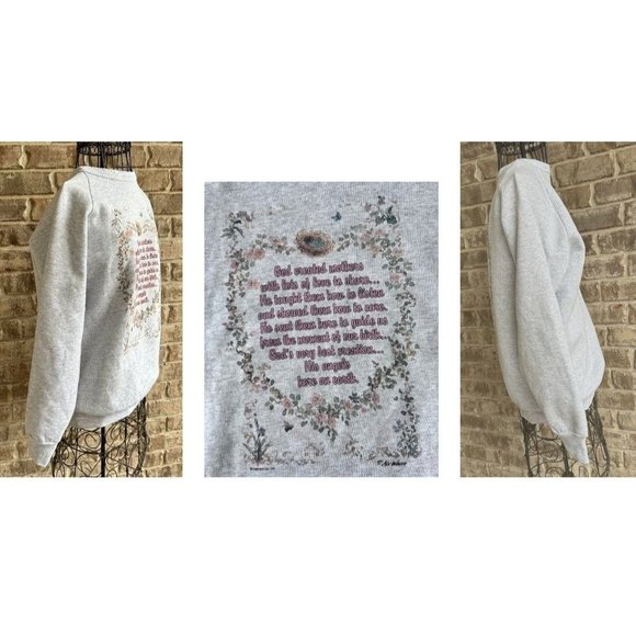 VTG 90s Hallmark God Created Mothers Sweatshirt Sz S? M? Bird Bee Butter… - Picture 7 of 12